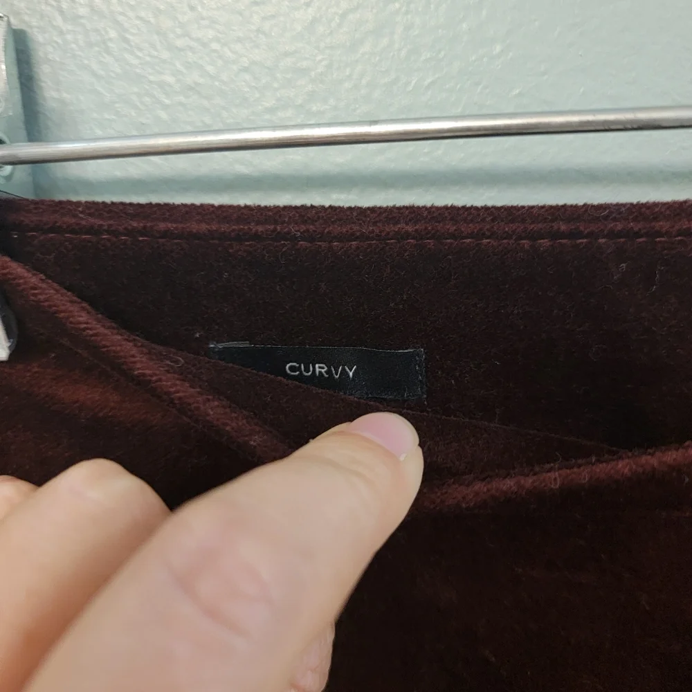 Talbots Curvy Velvet Dark Burgandy Side Zip Pants‎ Womens Plus Size 16 Office